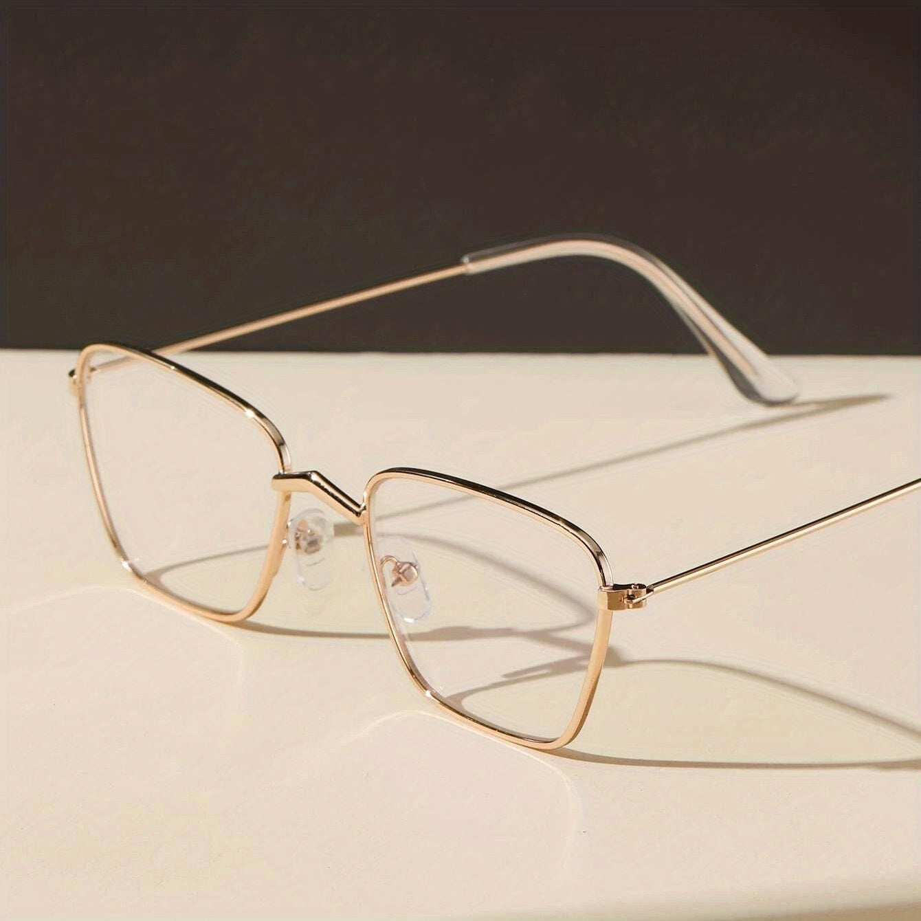 Vintage Thin Metal Frame Clear Lens Glasses Anti Light Eyewear