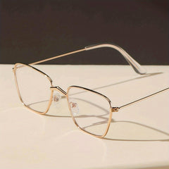 Vintage Thin Metal Frame Clear Lens Glasses Anti Light Eyewear