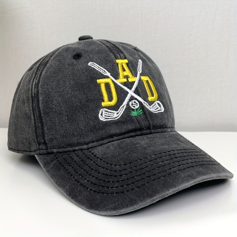 Distressed Gray Golf Baseball Cap Embroidery Unisex Adjustable Sun Hats