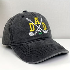 Distressed Gray Golf Baseball Cap Embroidery Unisex Adjustable Sun Hats