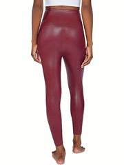 PU Leather High Waist Leggings Women's Clothing