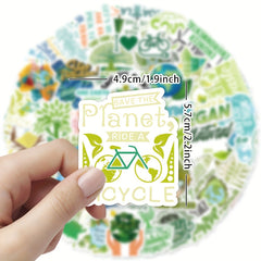 50pcs Green Eco Stickers Waterproof Window Wall Laptop