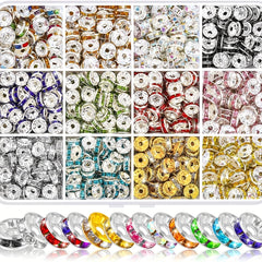 8mm Rhinestone Spacer Beads for Jewelry Making - 720pcs, 12 Colors