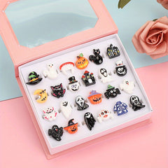 24pcs Halloween Little Girl Jewel Rings Set - No Duplication