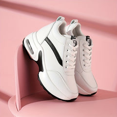 Women's Platform Sneakers Air Cushion Lace up Casual Walking Shoes