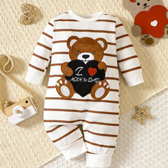 Cartoon Bear Embroidered Baby Boys Bodysuit