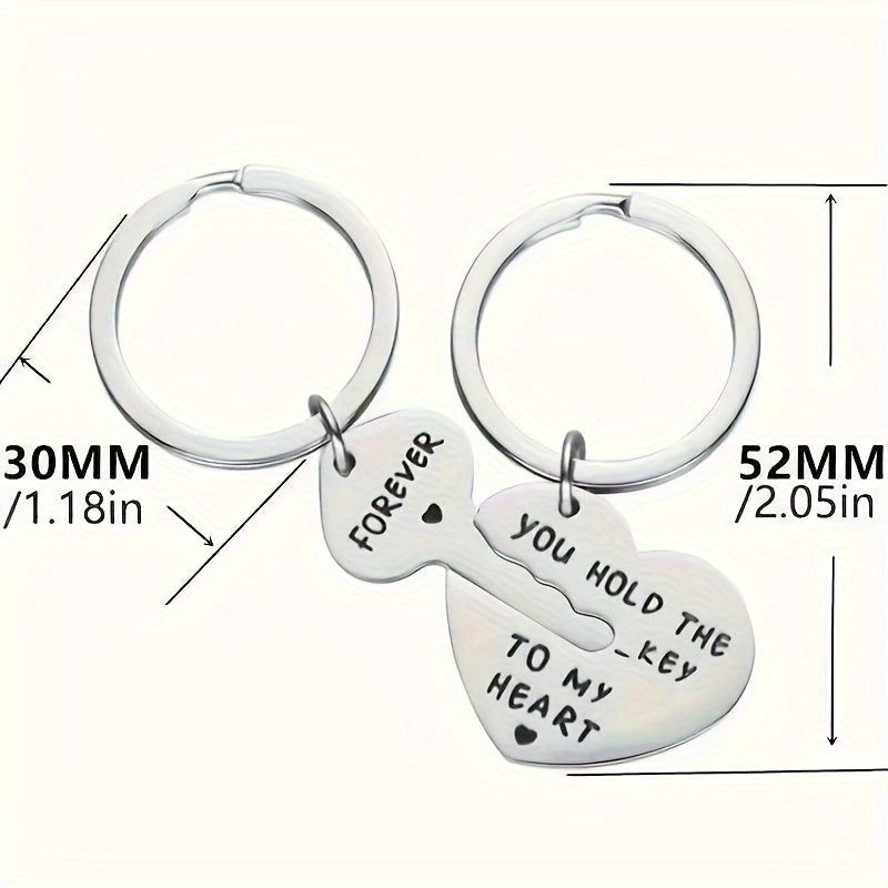 2pcs Key To Heart Keychain Set Creative Decoration for Car Backpack Wallets