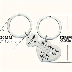 2pcs Key To Heart Keychain Set Creative Decoration for Car Backpack Wallets