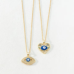 Colorful Rhinestone Eyes Pendant Necklace with Sun Heart Butterfly Starry Sky