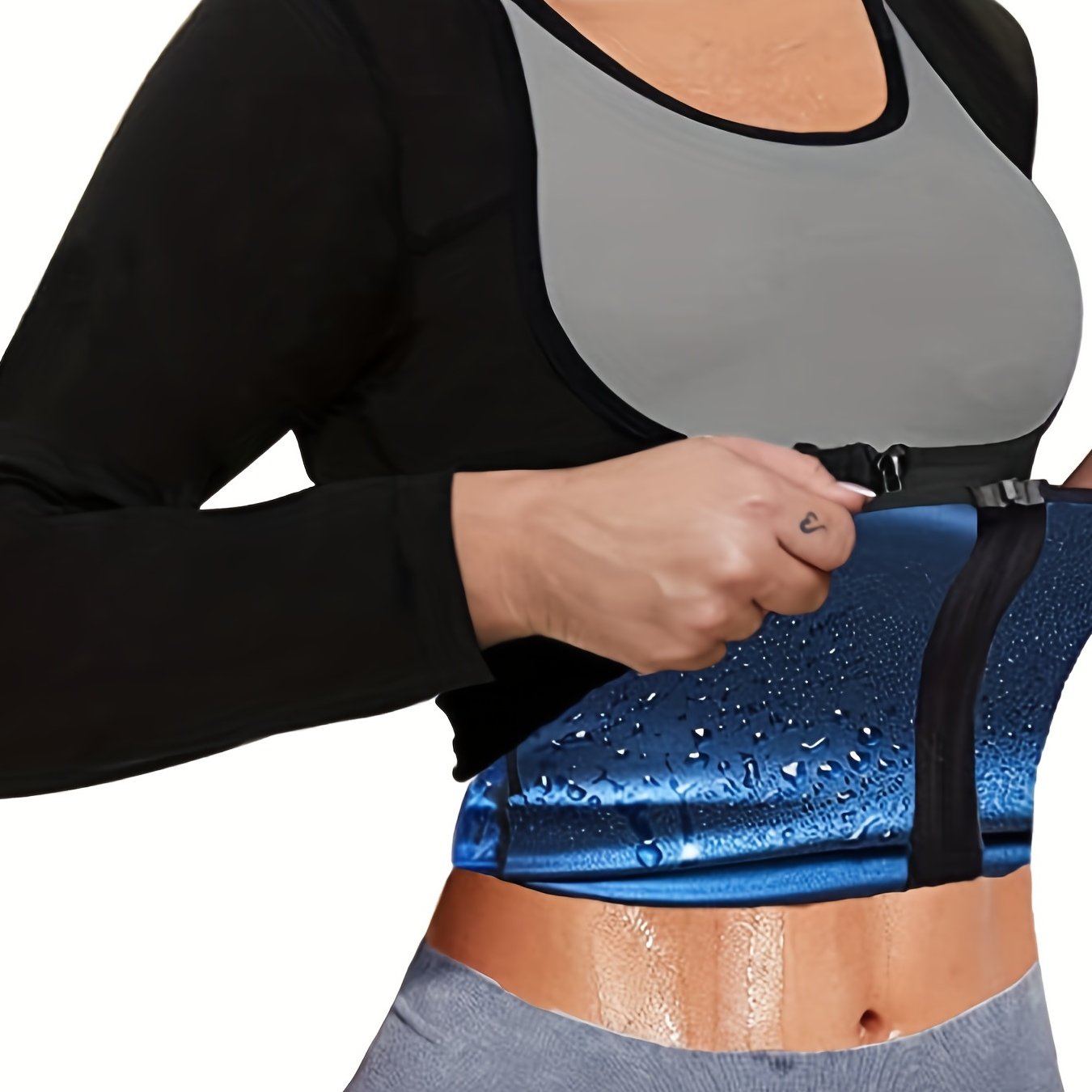 Women's Zipper Front Tummy Control Sweatshirt Workout Top