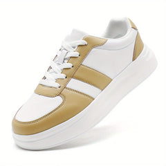 Men's Block Low Top Lace up Skate Shoes Outdoor Anti skid Platform Walking Shoes