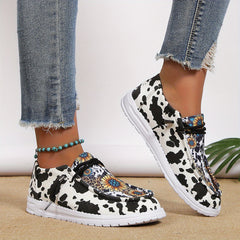 Women's Sunflower Print Canvas Shoes Lightweight Low Top Lace Up Shoes
