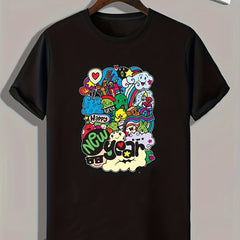 Happy Year Print Men's Graphic T-Shirt for Summer