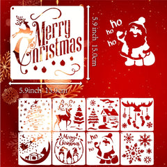 9pcs Christmas Painting Stencils, 14 Reusable Designs