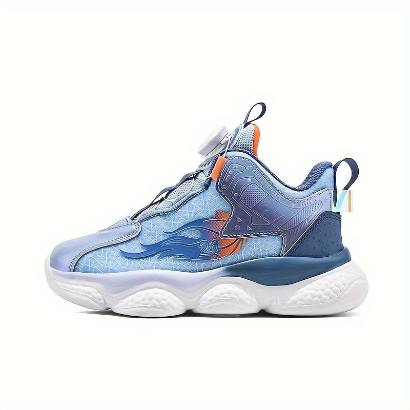 Boy's Basketball Shoes Rotating Buckle Soft Sole Casual Sneakers