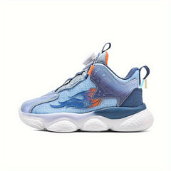 Boy's Basketball Shoes Rotating Buckle Soft Sole Casual Sneakers