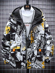 Graffiti Mid Length Windbrkr Hoodie Jacket Men's Women's Same
