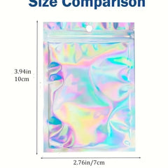 100pcs Holographic Rainbow Self-sealing Bags