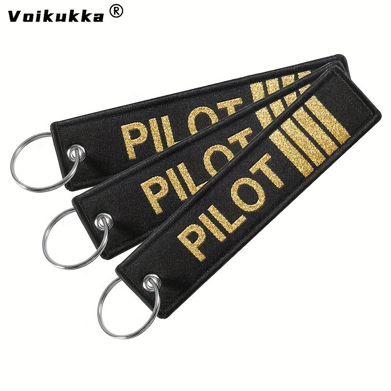 Golden Letters Pilot Boths Embroidery Keychain Motorcycle Accessories