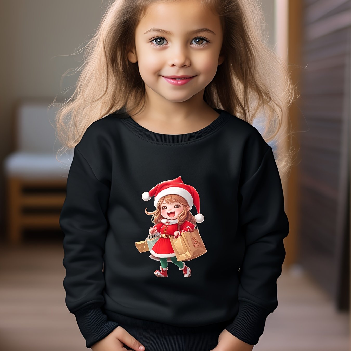 OERYUI Shopping Girl Graphic Sweatshirt Comfy Pullover Kids Clothes