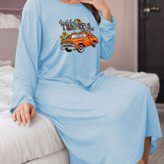 Thanksgiving Loungewear Dress Plus Graphic Print Sleep Dress
