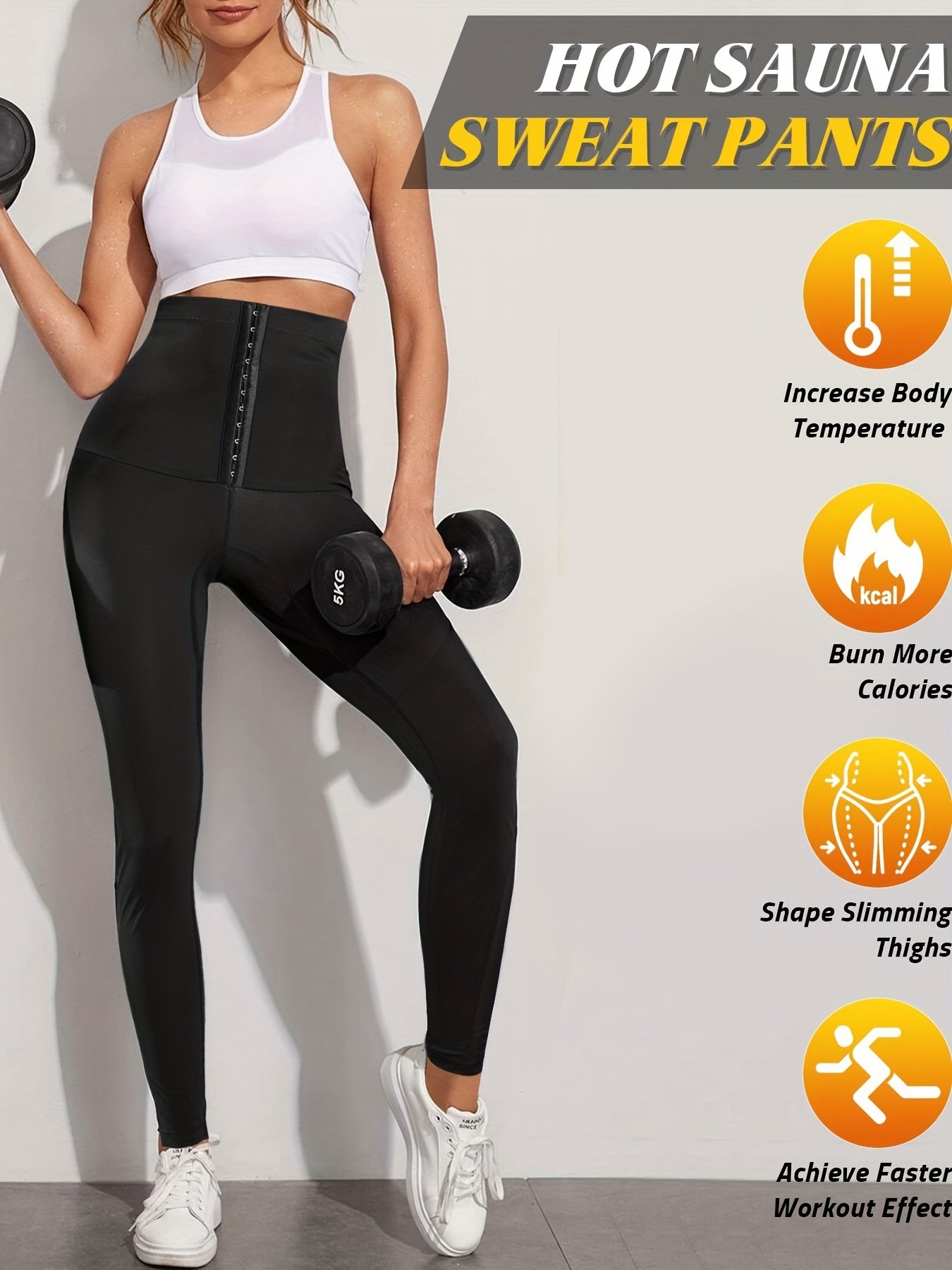 Women High Waist Compression Tights Sauna Leggings With Hooks