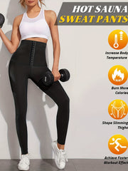 Women High Waist Compression Tights Sauna Leggings With Hooks