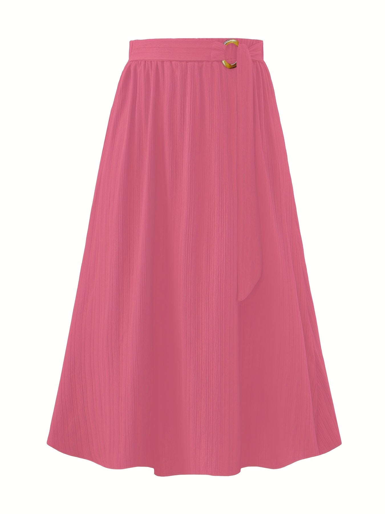 Women's Plus Solid Metal Decor Elastic Belted A line Skirt