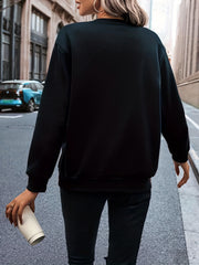Heart Print Crew Neck Sweatshirt for Women
