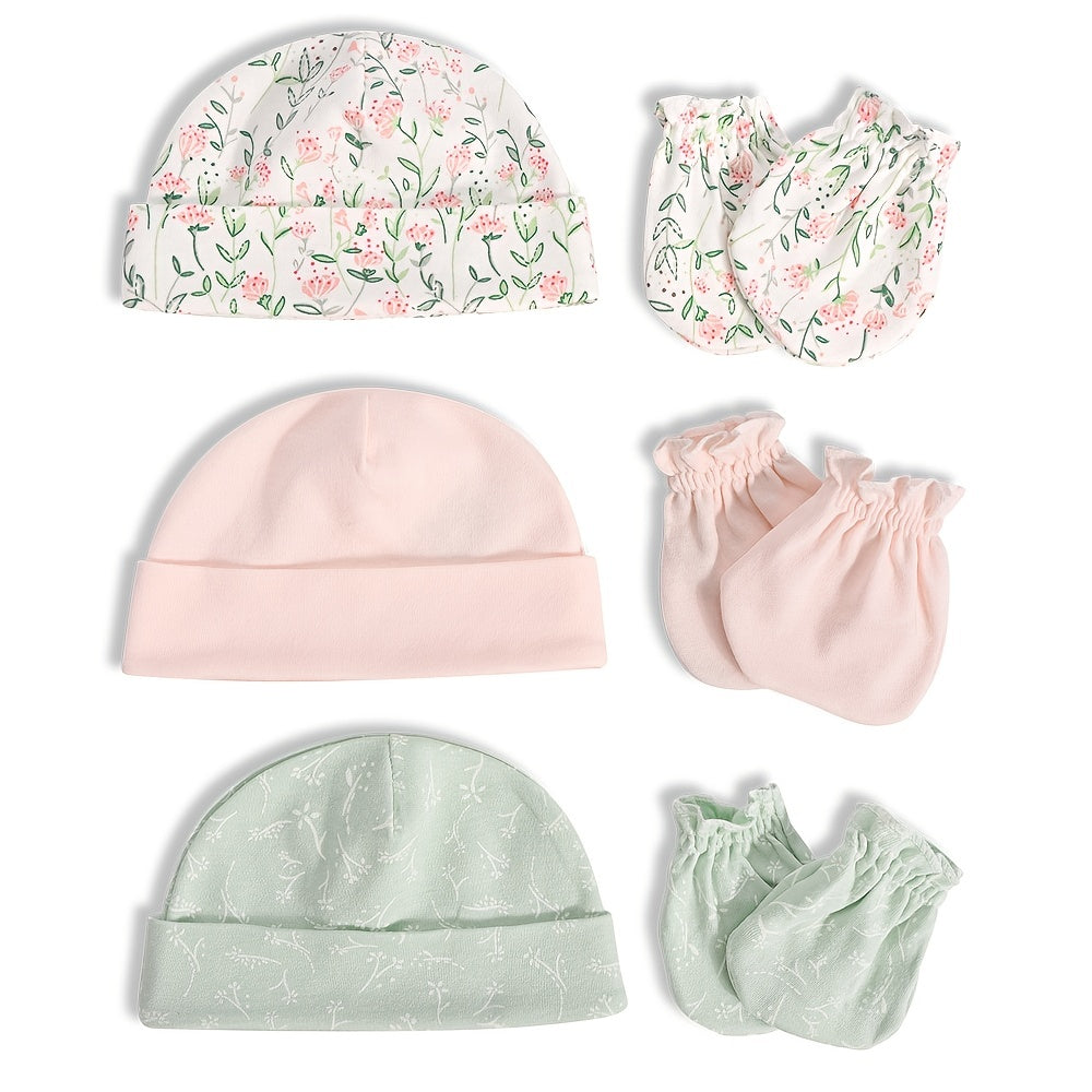 Baby Cartoon Beanie Cap & Mittens Set for Autumn and Spring
