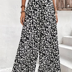 Floral Wide Leg Pants Boho High Waist Spring Summer Women's Clothing