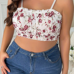 Plus Size Bra Women's Plus Rose Print Wireless Bralette