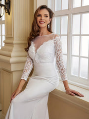 Beautiful Lace Floor Length Wedding Dress