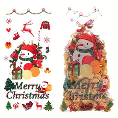 100 Christmas Cartoon Candy Packaging Bags Santa Claus Gift Bags