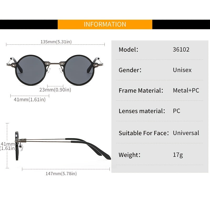 Steampunk Small Frame Round Hip-hop Sunglasses