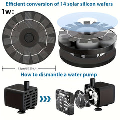 Solar Fountain Pump For Bird Bath 7 Water Styles 3W Solar Powered Water Fountain