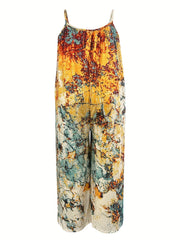Marble Print Wide Leg Cami Jumpsuit