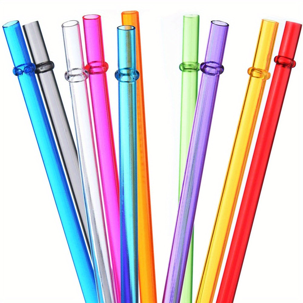 12 Rainbow Long Reusable Straws for Tall Cups Tumblers Mason Jars
