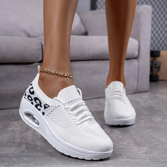 Leopard Print Chunky Sneakers Lightweight Slip-on Casual Shoes