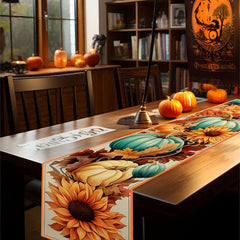 Thanksgiving Pumpkin Pattern Table Runner Fall Decor Washable Table Cover