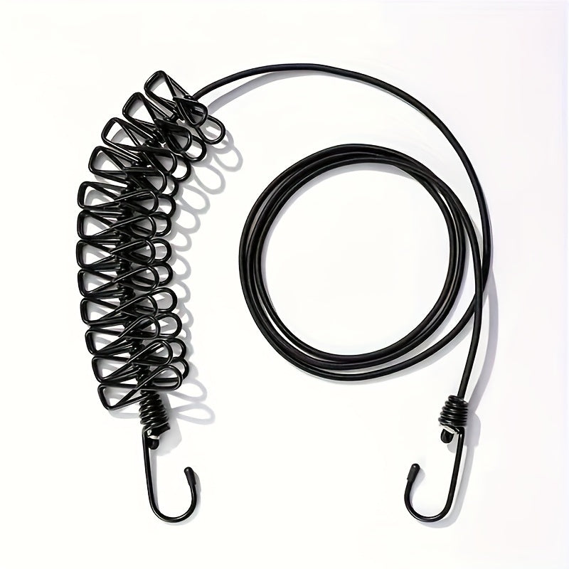 Adjustable Portable Travel Clothesline with 12 Clips