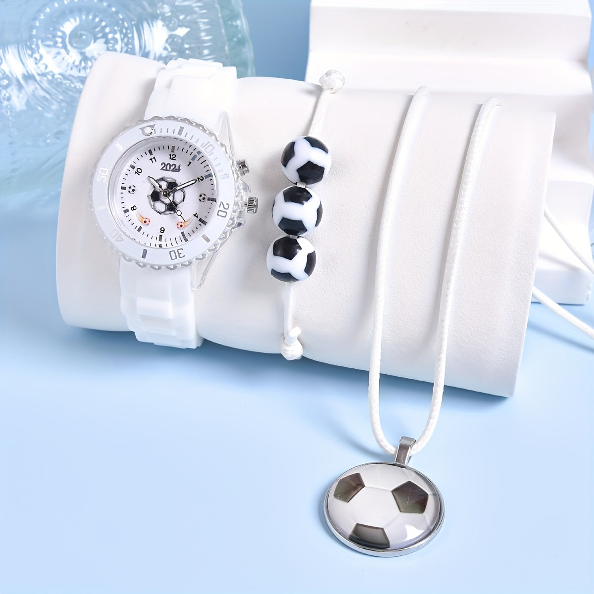 3pcs LED Sports Watch Set for Boys Soccerthemed