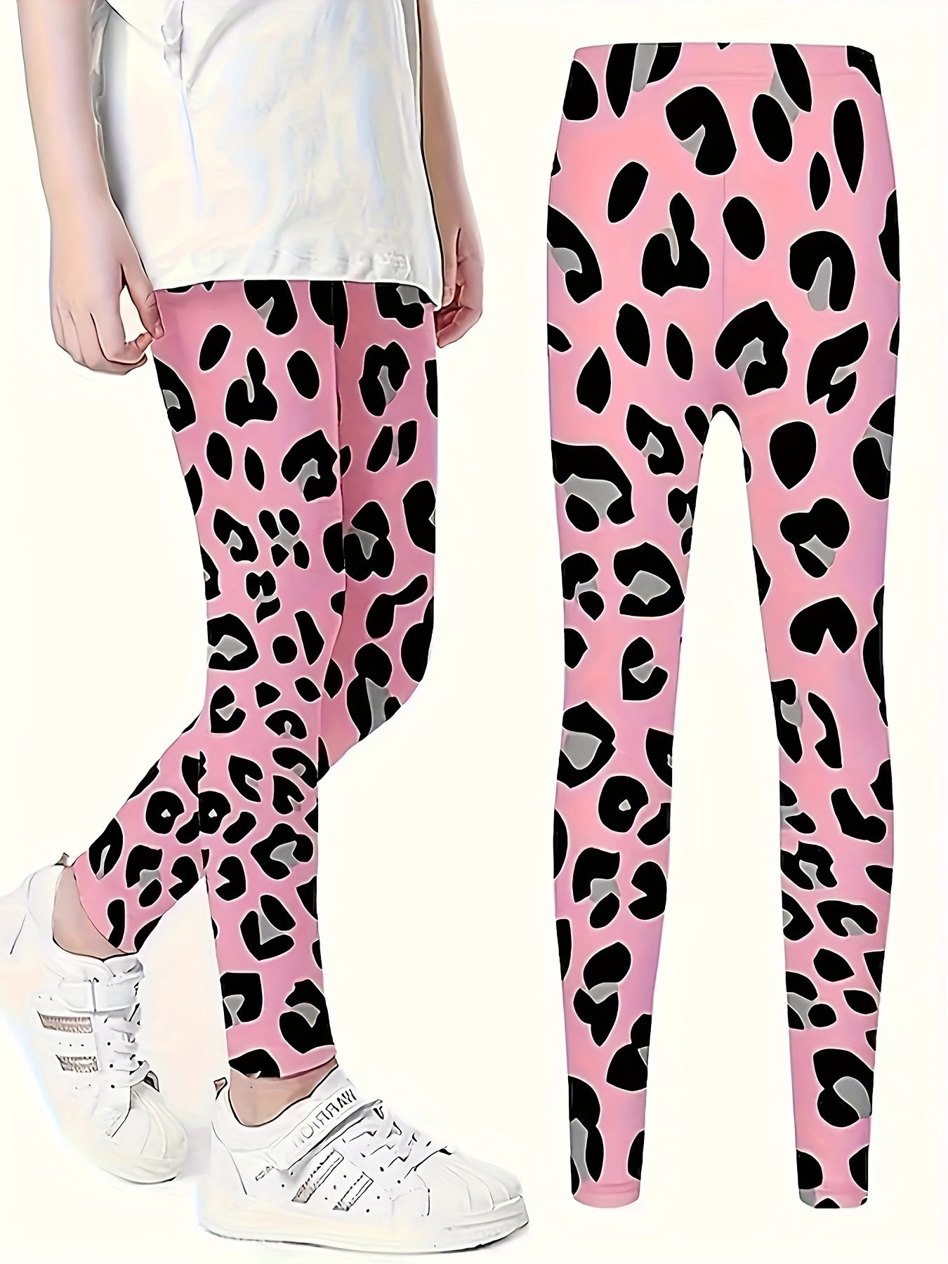 3D Leopard Print Leggings Girls Comfy Yoga Pants Spring