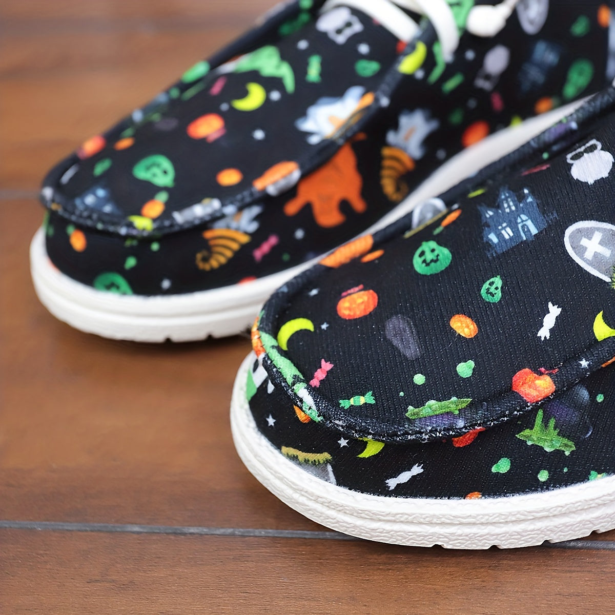 Women's Halloween Pattern Shoes Casual Slip On Canvas Lightweight Flat Shoes