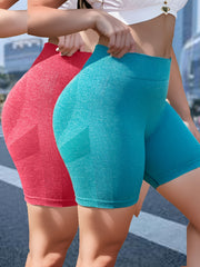 2 Pack Women's Plus Size High Waisted Sports Shorts Set