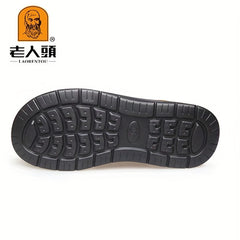 LAORENTOU Men's Leather Sandals Non Slip Casual Slide Sandals