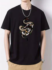Men's Snack Pattern Print Cotton Crew Neck T-shirt