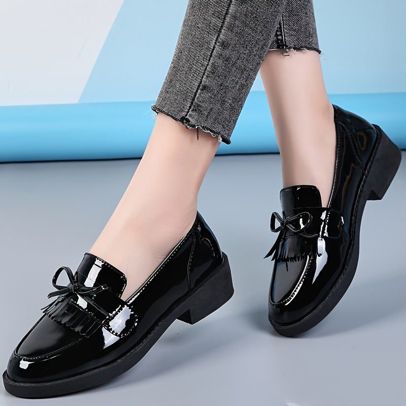 Women's Platform Bow Loafers Slip On Shoes Lightweight