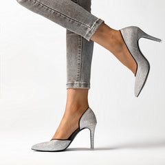 Women's Glitter High Heel Dress Pumps Faux Leather Shoes