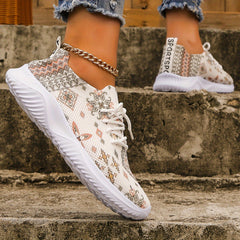 Baroque Print Mesh Lightweight Running Shoes Non Slip Outdoor Sneakers